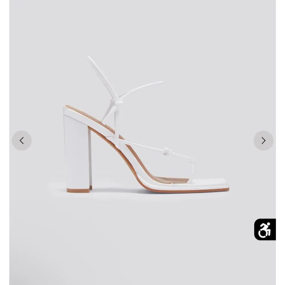 Strappy Block Heel Sandals, White, Size 7 - Gabrielle Union x FTF